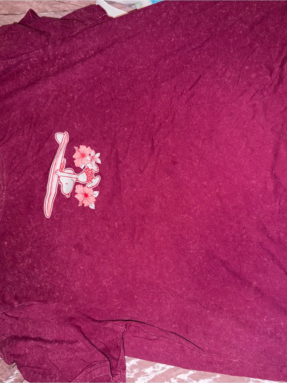 Kids Maroon Graphic Tee with Surfing Bunny
